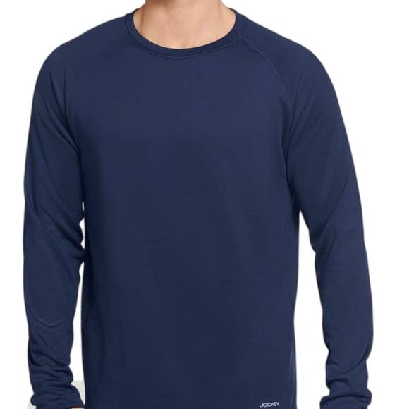 Jockey Blue Grid Fleece Thermal Long Sleeve Crew, M - Picture 1 of 9